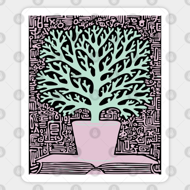 Tree of Knowledge From Book Folk Art Magnet by TuncGK